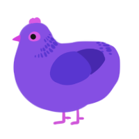 A blurple and indigo chicken with a neck-band pattern