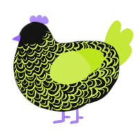 (unnamed), a black and lime chicken with a double-lace pattern