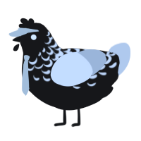 Octothorpe, a sable and mist chicken with a half-lace pattern