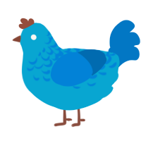 A cerulean and sapphire chicken with a half-lace pattern