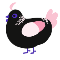 Cherry Tree, a black and rose chicken with a neck-band pattern