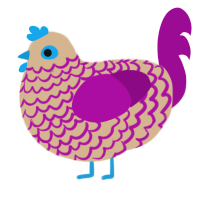 Plumcot, a beige and plum chicken with a lace pattern