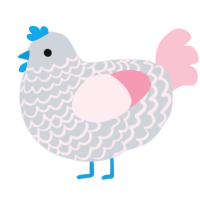 Misty, a mist and rose chicken with a lace pattern