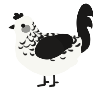 Sable Lace, a white and sable chicken with a half-lace pattern