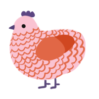 A rose and vermilion chicken with a lace pattern