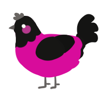 (unnamed), a fuchsia and black chicken with a head pattern