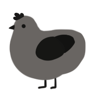 A grey and black chicken