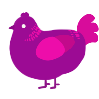 bright plum-, a plum and fuchsia chicken with a neck-band pattern