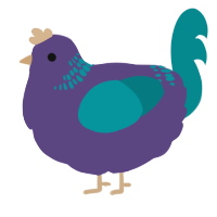 A overcast and teal chicken with a neck-band pattern