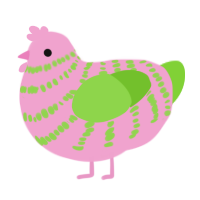 A pink and grass chicken with a bar pattern