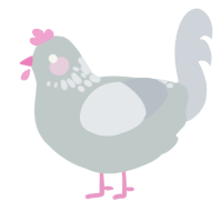 A silver and mist chicken with a neck-speckle pattern