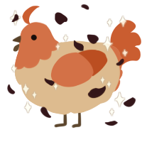 Fallbrook, a beige and vermilion chicken with a head pattern