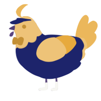 Oliver, a navy and honey chicken with a head pattern