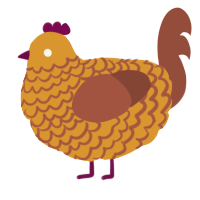 caramel, a orange and russet chicken with a lace pattern