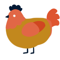 Aurum, a ochre and vermilion chicken with a head pattern