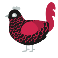redruM, a sable and crimson chicken with a lace pattern