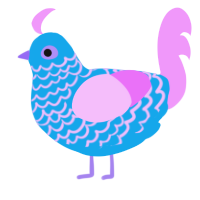 Poolroom, a sky and lavender chicken with a lace pattern