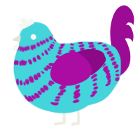 (unnamed), a aqua and plum chicken with a bar pattern