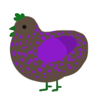 A bark and violet chicken with a speckle pattern