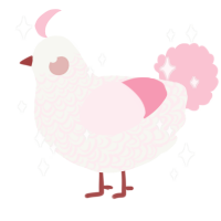 A white and rose chicken with a double-lace pattern