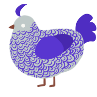 Kaito, a silver and indigo chicken with a double-lace pattern