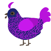 bitebitbeibteibit, a navy and amethyst chicken with a double-lace pattern