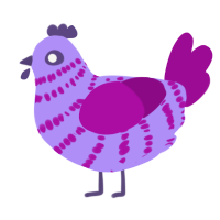 A lilac and plum chicken with a bar pattern
