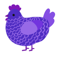 Grape, a indigo and blurple chicken with a lace pattern