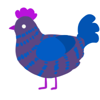 The Sky, a overcast and ultramarine chicken with a bar pattern
