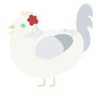 Ghost, a white and mist chicken with a neck-speckle pattern