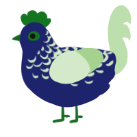 A navy and gluppy chicken with a half-lace pattern