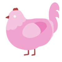 (unnamed), a pink chicken with a head pattern