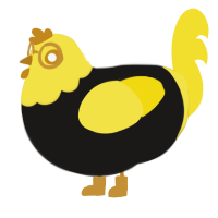 CYBER DIVA, a sable and yellow chicken with a head pattern