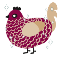 Clarion, a maroon and beige chicken with a lace pattern