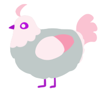A silver and rose chicken with a head pattern