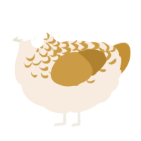 A cream and gold chicken with a half-lace pattern