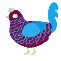 A wine and sky chicken with a lace pattern