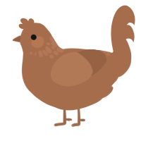 pumpkin bread, a brown chicken with a neck-speckle pattern