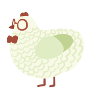 GMona Lsa, a white and gluppy chicken with a lace pattern