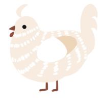 (unnamed), a cream chicken with a bar pattern