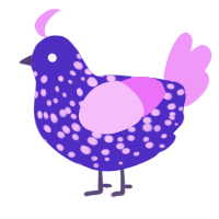 Chickenrilly Jr, a indigo and lavender chicken with a speckle pattern
