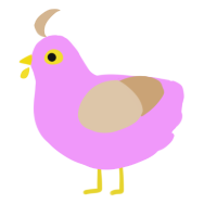 A lavender and beige chicken