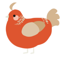 A vermilion and beige chicken with a neck-band pattern