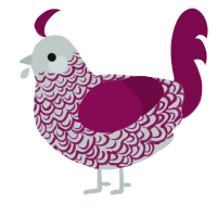 A silver and wine chicken with a double-lace pattern