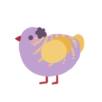 Peony, a lilac and honey chicken with a half-bar pattern