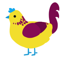 A yellow and wine chicken with a neck-speckle pattern