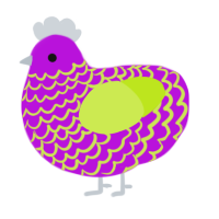 A amethyst and lime chicken with a lace pattern