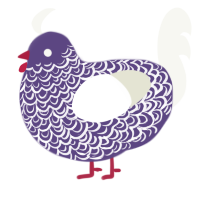 A overcast and white chicken with a double-lace pattern