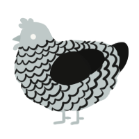 A silver and black chicken with a lace pattern