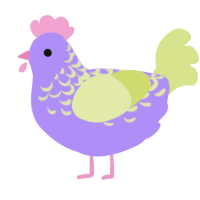 A lilac and lemon chicken with a half-lace pattern